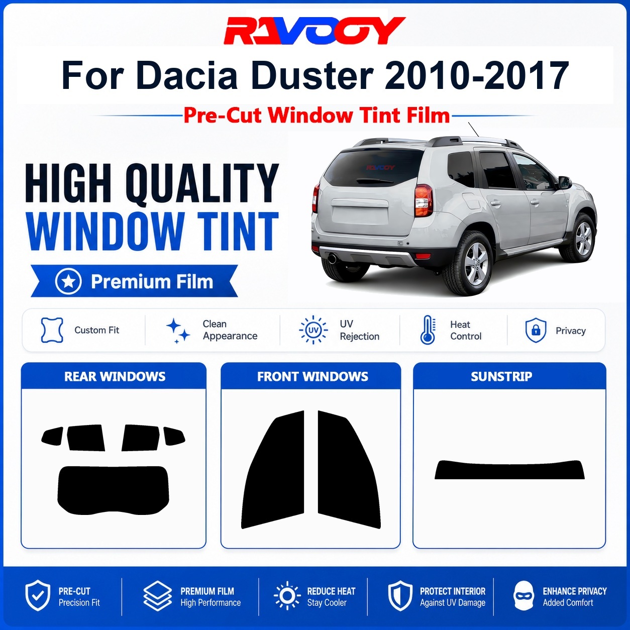 Privacy Screen Protector - Premium voorgeknipte raamfolie voor Dacia Duster
