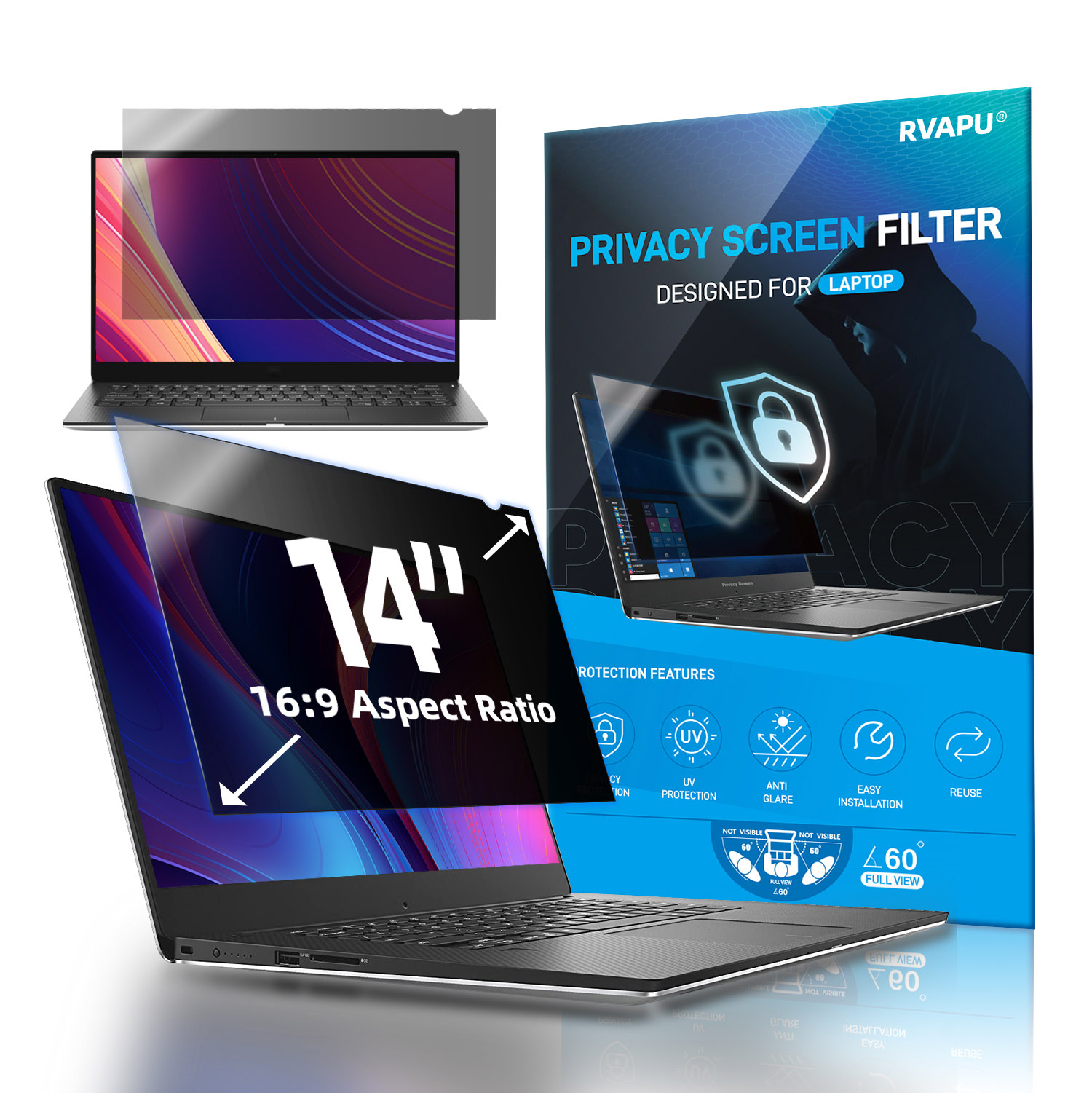 Anti Blue Light Film - Voor Laptop 14 inch Privacy Anti-gluren/spion